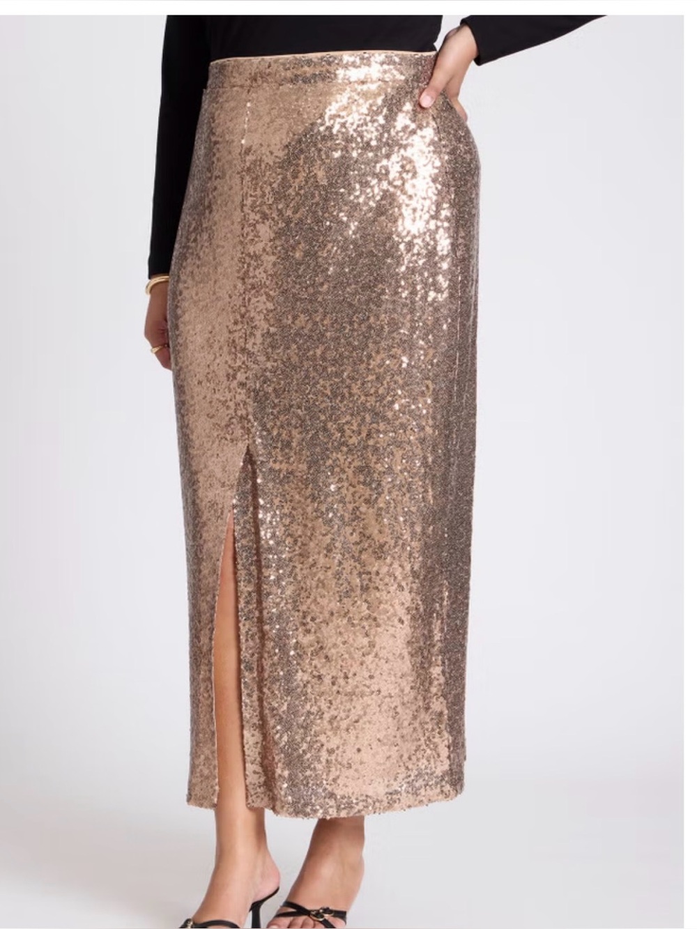 NWT Eloquii Sequin Shimmer Maxi Skirt With Slit